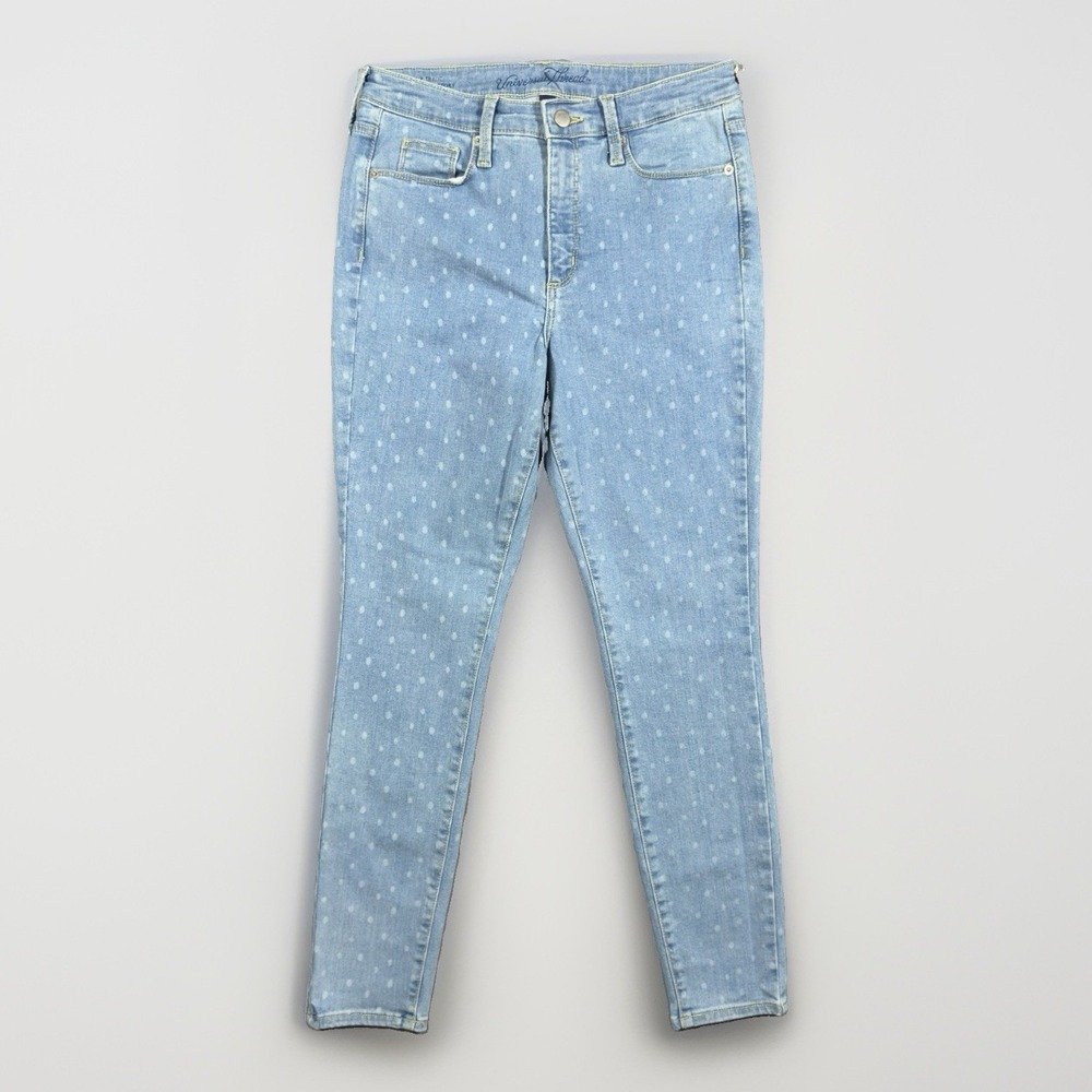 Universal Thread High Rise Skinny Jeans Womens 8/29R Polka Dot Light Wash